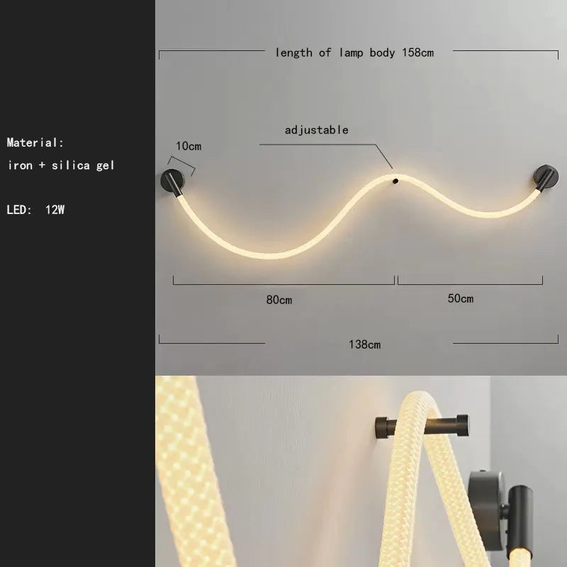 applique murale led en silicone et acier inoxydable pour intérieur