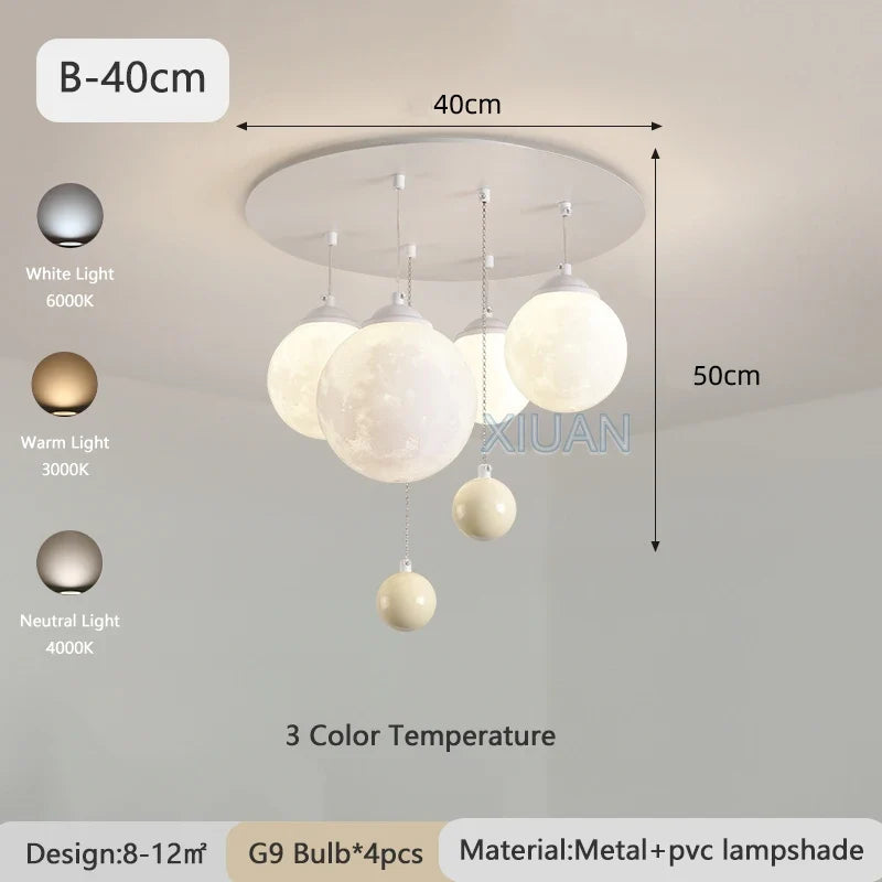 lustre design 3d led lune boule ronde suspension intérieur