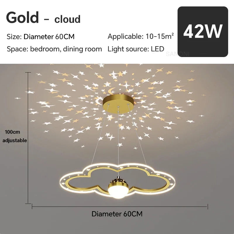 lustre led moderne nuage fleur éclairage ciel étoilé intérieur