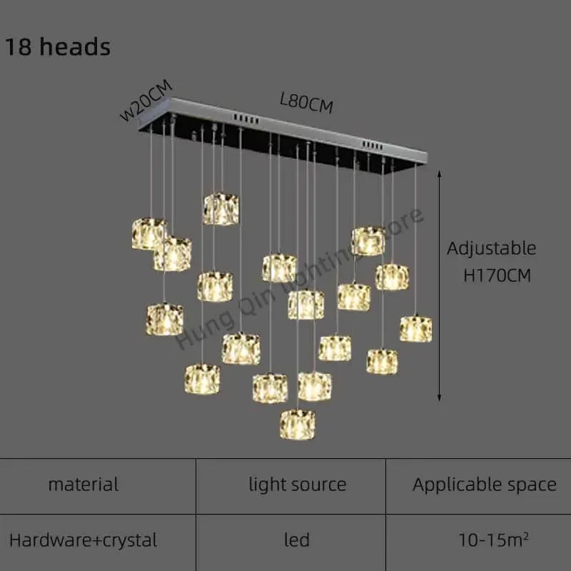 lustre moderne en cristal pour illumination intérieure élégante