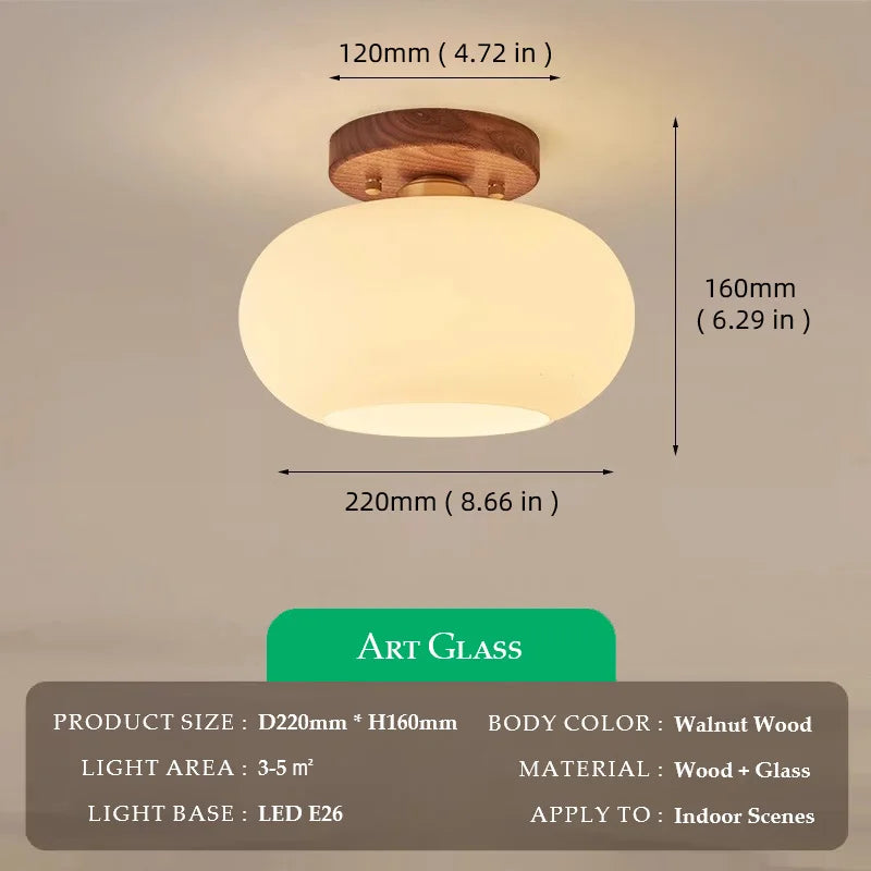 Walnut Wood ceiling light, Wabi-sabi Modern style, Aisle lighting for Bedroom, Living, Corridor, Aisle balcony, Entrance Hall