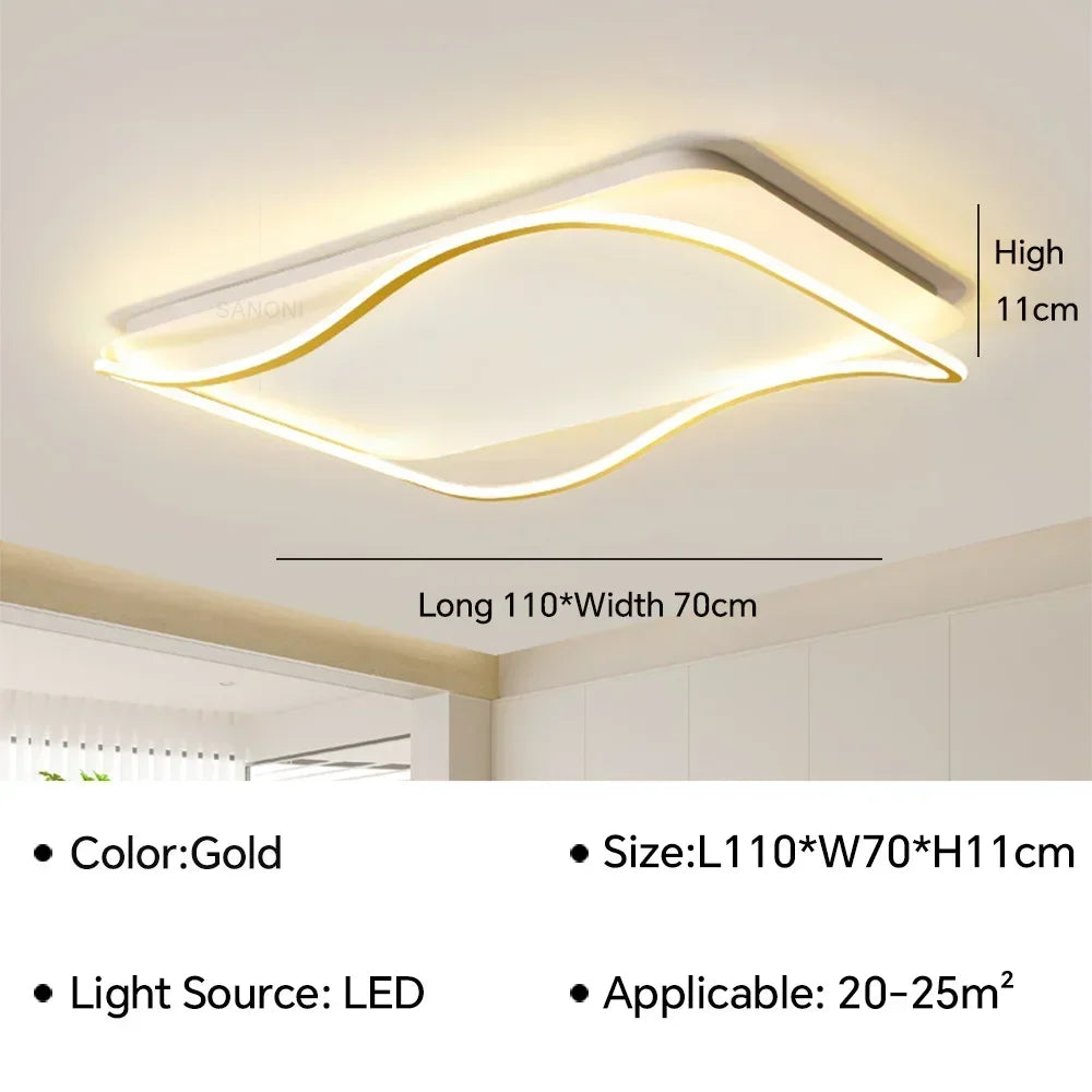 lustre moderne à leds pour décoration intérieure simple vague
