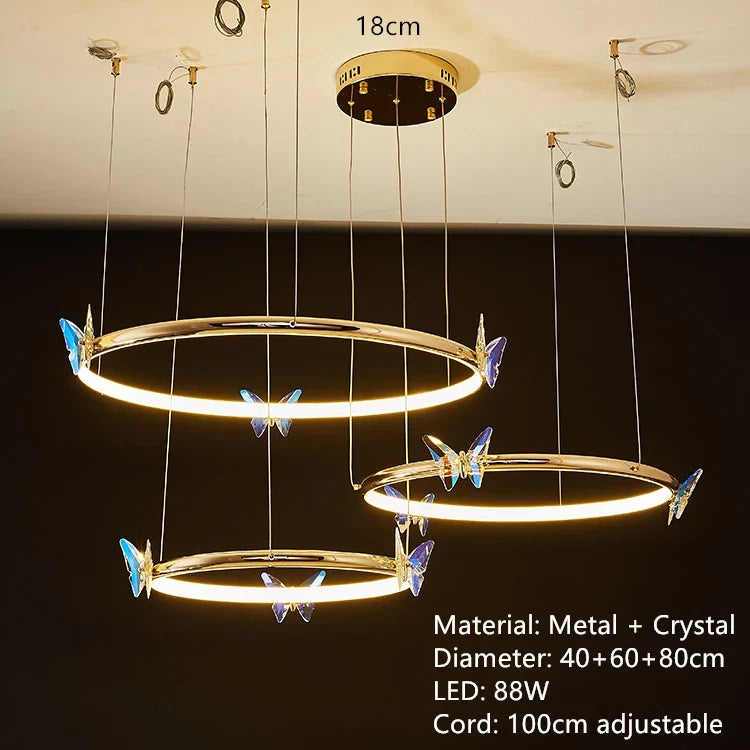 anneau d'or led papillon pour hôtel boutique bureau restaurant