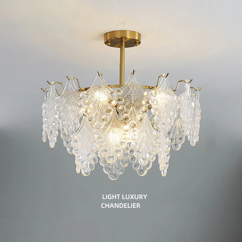 lustre moderne en verre 2023 feuilles gouttelette éclairage suspendu