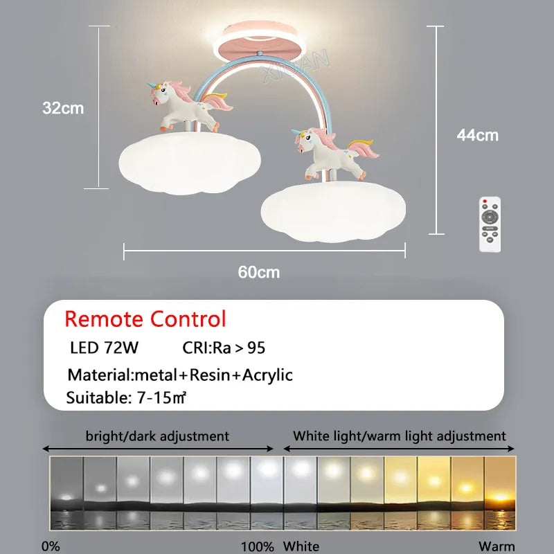 plafonnier licorne nuage télécommande princesse spectre complet