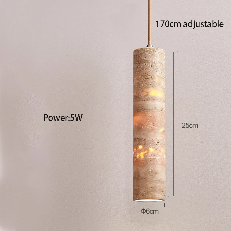 Suspension cylindrique LED en style marbre design