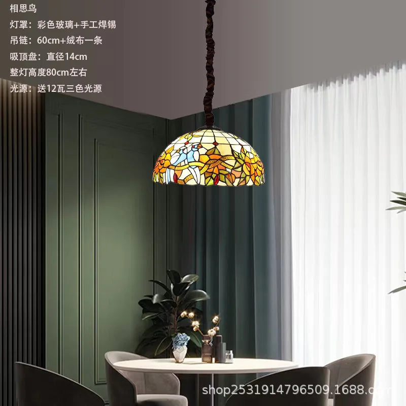 lustre rétro en verre teinté style méditerranéen pour restaurant et hall