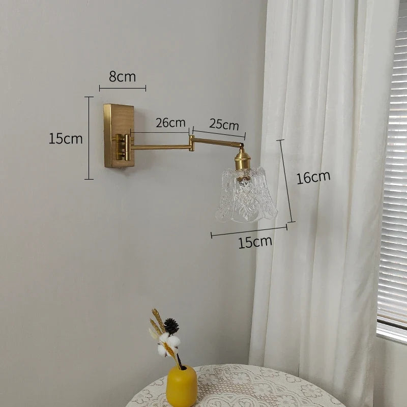 IWHD tirer chaîne verre applique murale LED applique bras gauche droite rotation chambre salon lumières nordique moderne à côté lampe Wandlamp