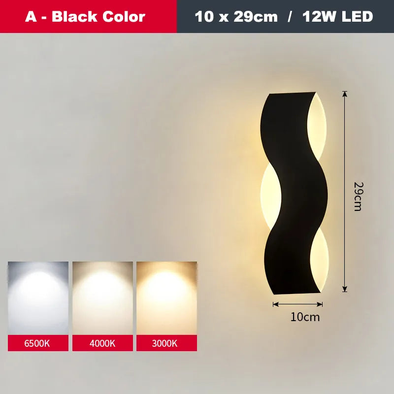 Applique murale LED moderne en forme de vague pour couloir intérieur