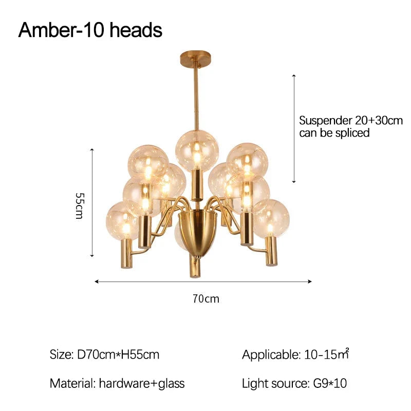 plafonnier led suspendu design moderne boule de verre luminaire décoratif