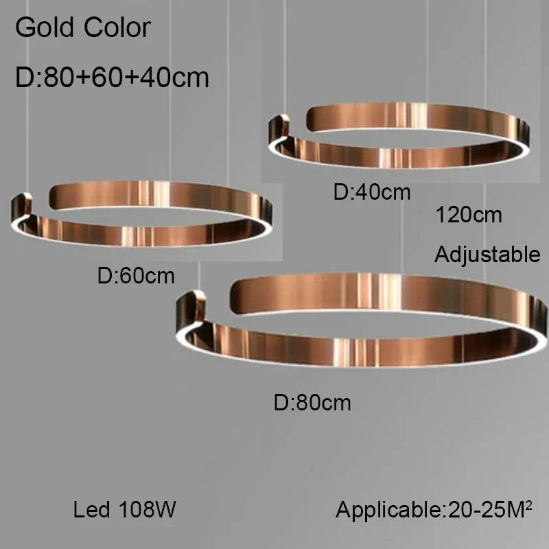 lustre à anneau en c design allemand avec couleurs changeantes