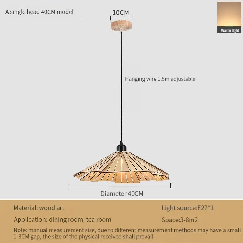 suspension en bois rétractable à bascule luminaire décoratif d'intérieur