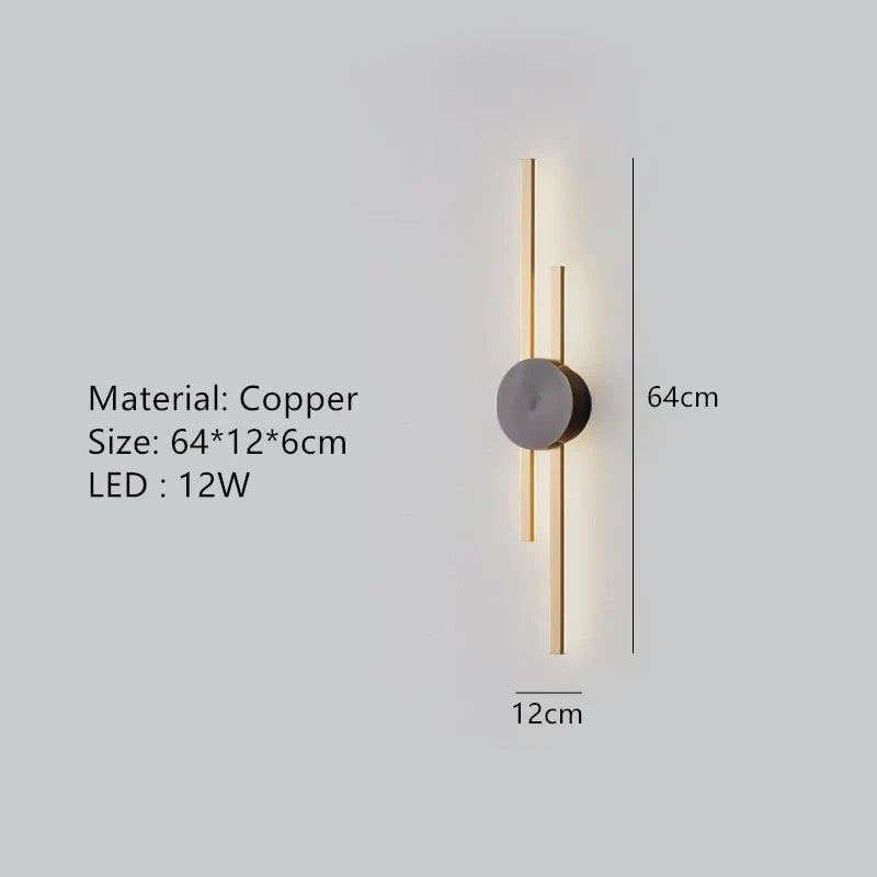 applique murale minimaliste en laiton led pour restaurant