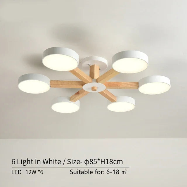 Modern Wooden Ceiling Light For Living Room 3/6/8 Lights Indoor Led Lights Luminaire Suspension Decoration Bedroom Hanglamp