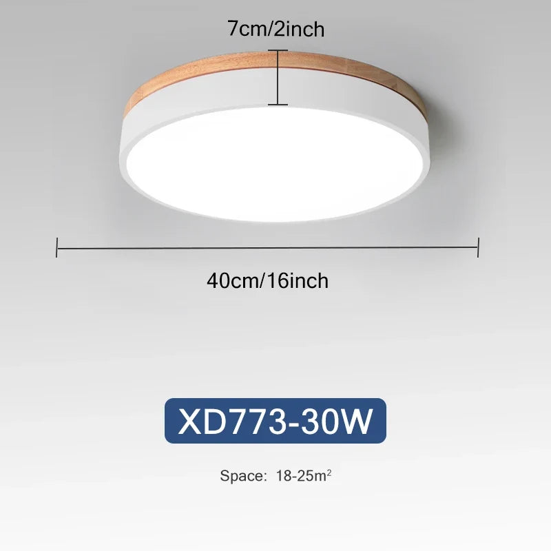 Rond 7 couleurs nordique LED plafonniers pour salon chambre plafonniers en bois 3 lumières couleur réglable couloir balcon