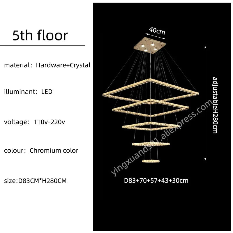 lustre à led minimaliste moderne en cristal design élégant