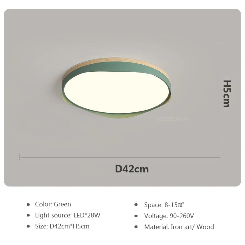 plafonnier moderne à leds circulaire grain de bois éclairage décoratif
