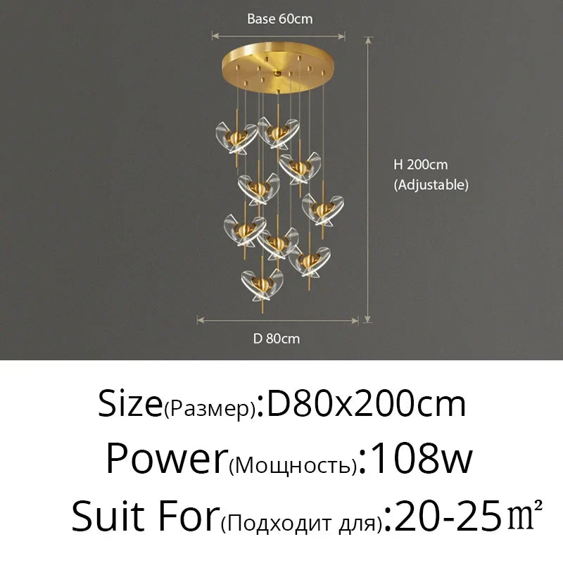 lustre moderne en cuivre pour décoration créative intérieur élégant