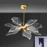 lustre moderne en verre de résine en forme de feuille pour intérieur