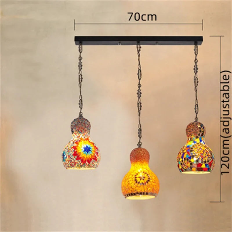 lustre en mosaïque turque fait main style art déco romantique en verre coloré