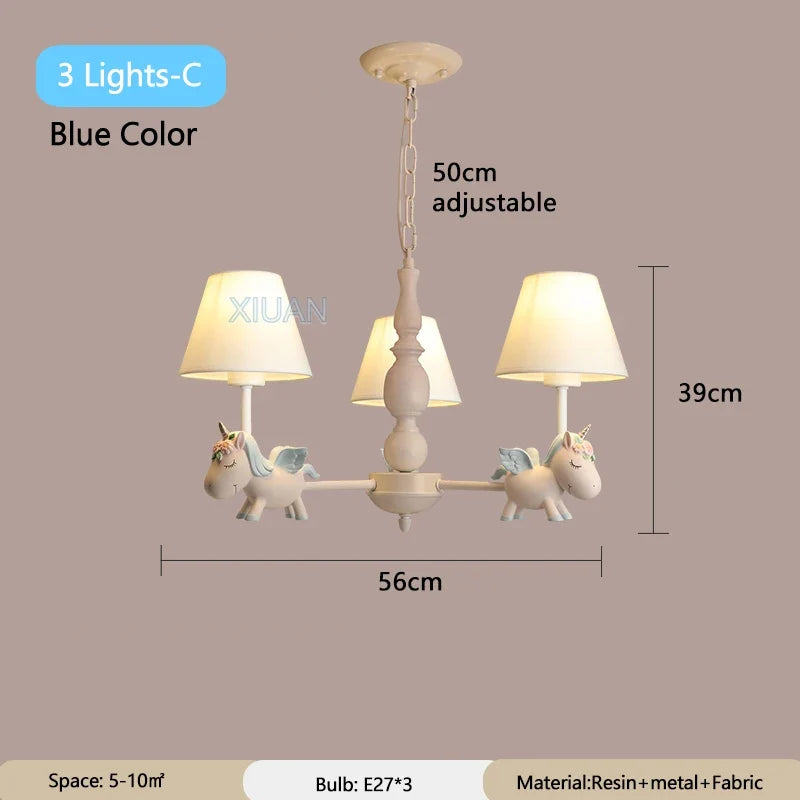 lustre licorne dessin animé pour chambre d'enfant suspendu