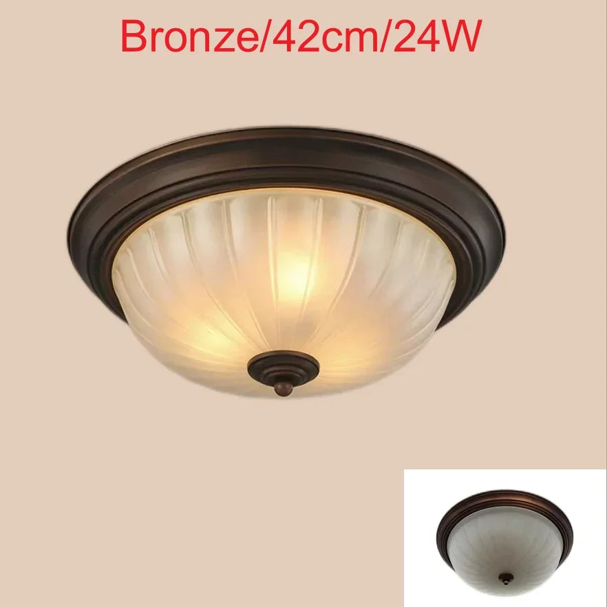 Plafonnier rond or/noir/Bronze plafonnier verre dépoli pour couloir salon cuisine LED lumineuse éclairage 110/220V