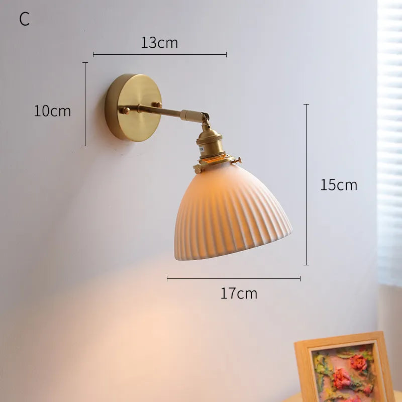 Applique LED nordique japonaise cuivre blanc