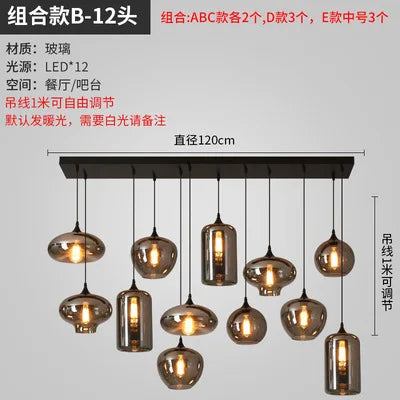 lustre nordique en verre pour éclairage moderne de restaurant et café