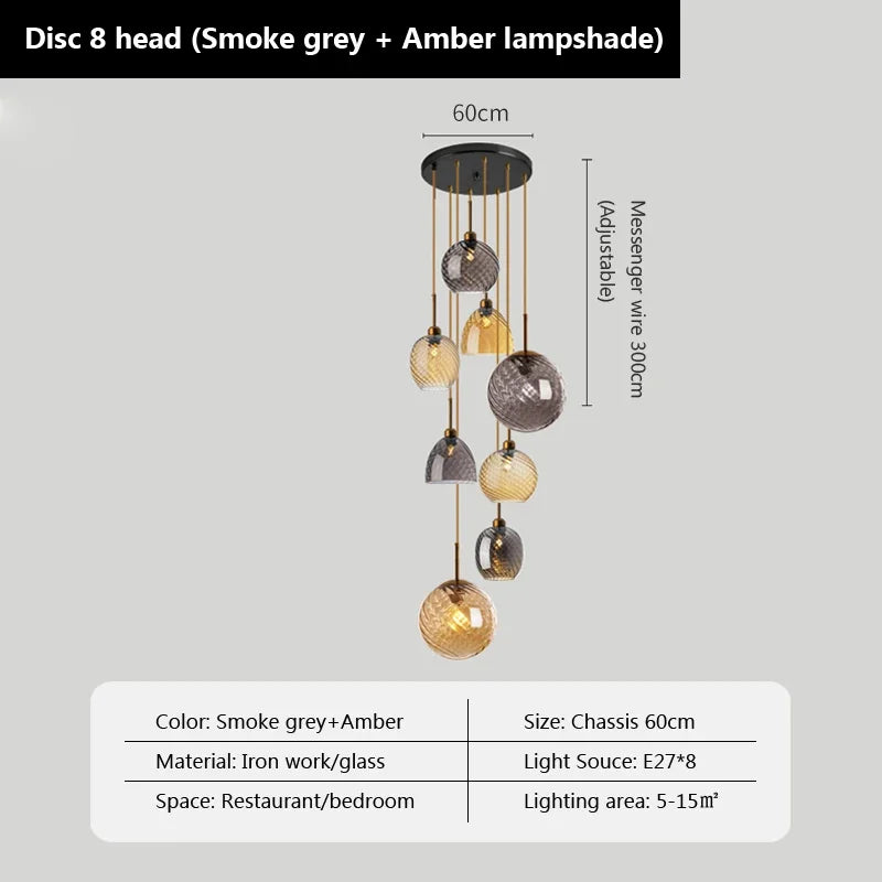 suspension en verre moderne pour éclairage décoratif intérieur