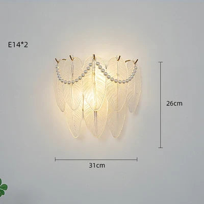applique murale led en verre forme perle plume feuille coquille soleil fleur