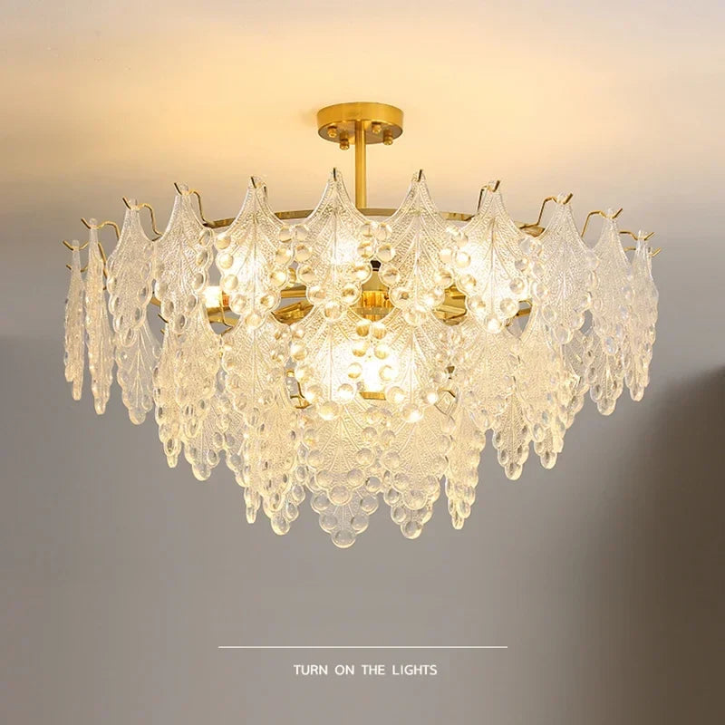 lustre en verre de luxe pour décoration intérieure romantique