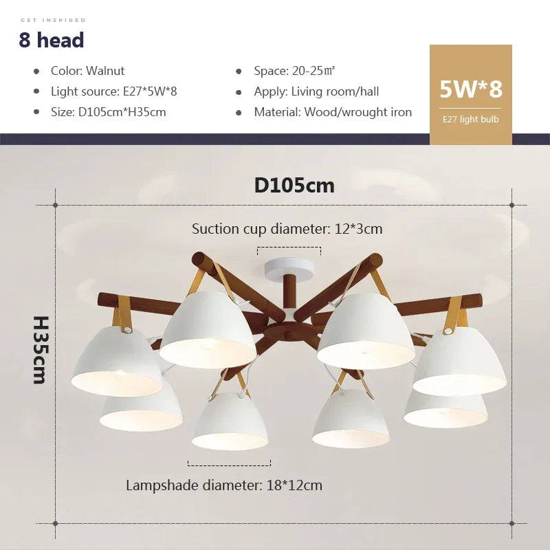 Lustre Led en bois nordique