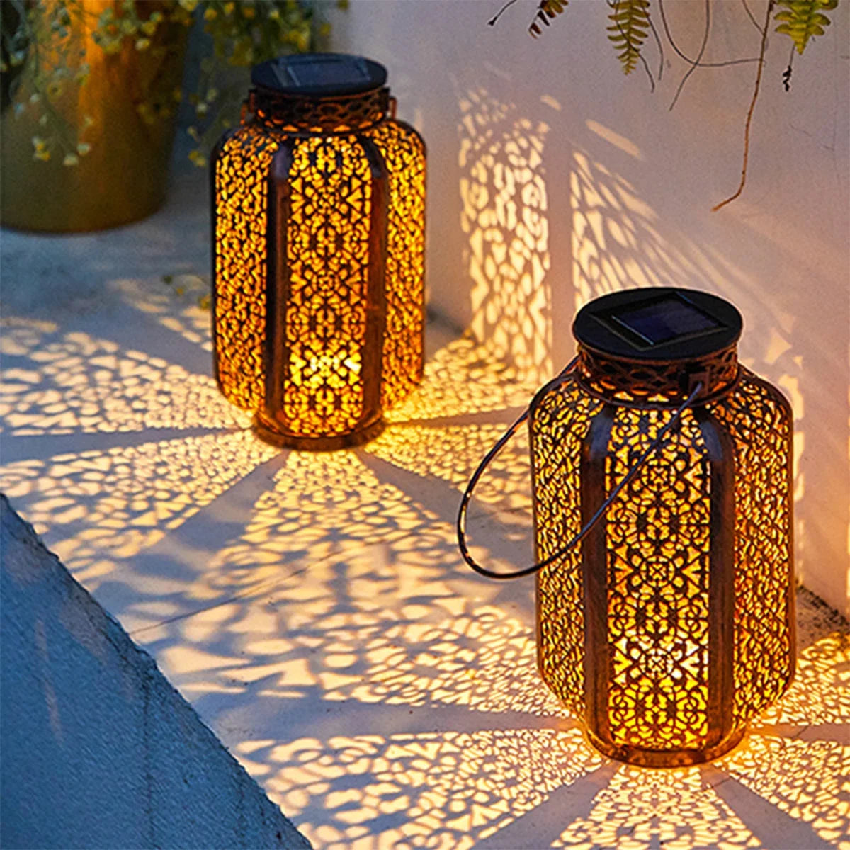 lampe solaire rétro en fer pour décoration extérieure