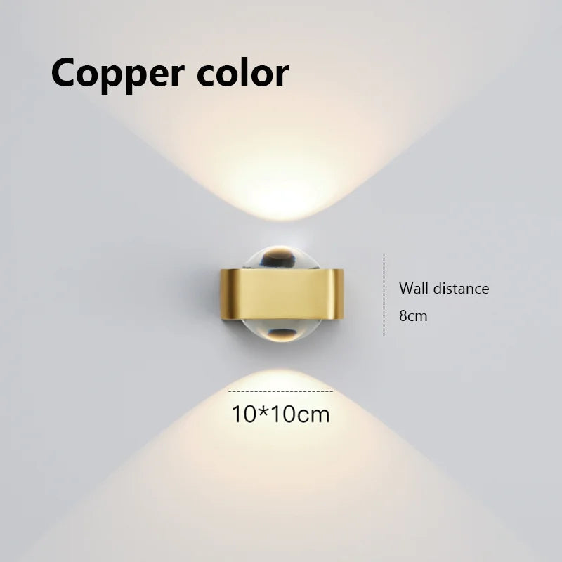 applique murale carré cuivre moderne led double tête luxe