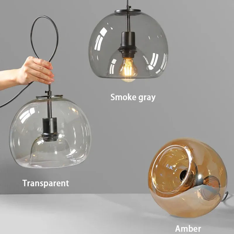 Suspension cloche en verre fumé gris — Brumaire