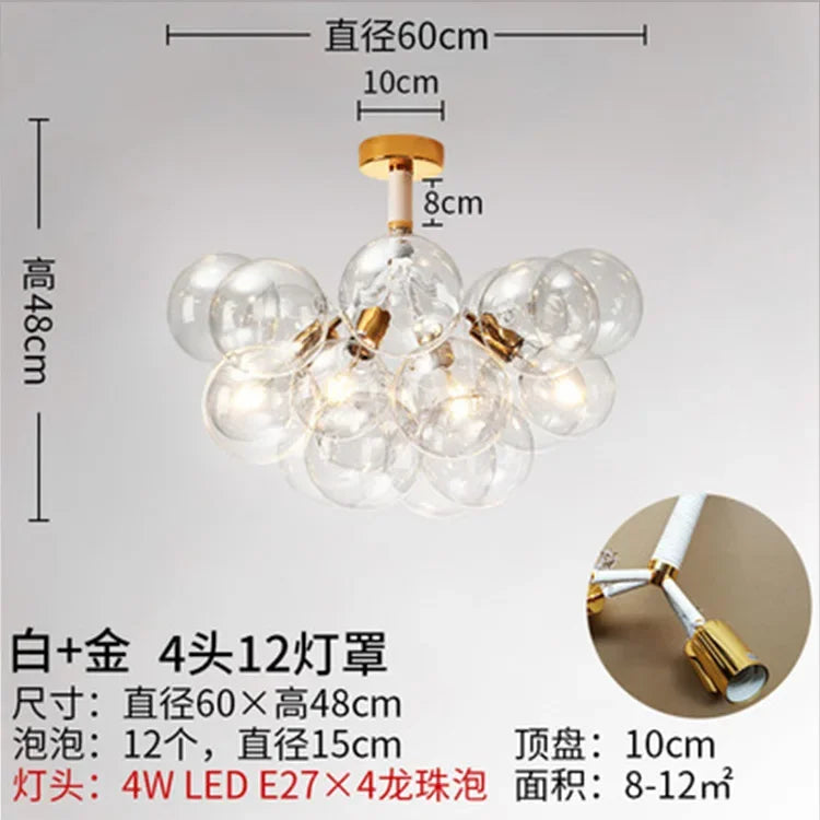 lustre moderne en verre à bulles pour décoration intérieure