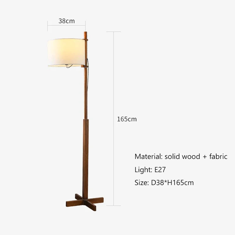 Lampadaire Nordique Wabi Sabi En Bois Massif Tissu Abat-Jour Led Salon Chambre Lampe De Chevet Décor À La Maison Canapé Coin Lampe Sur Pied