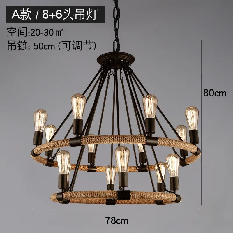 lustre rétro à cordes pour décoration moderne intérieure