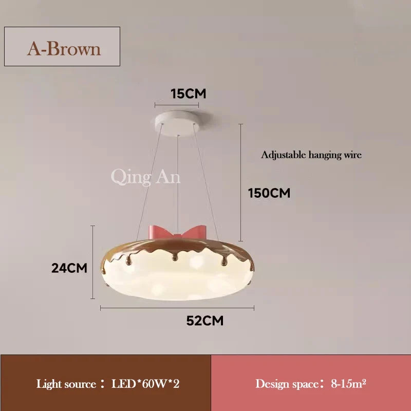 lustre en forme de donut avec nœud rose pour décoration enfantine