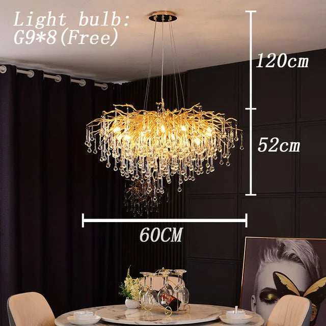 lustre en cristal led de luxe moderne simple intérieur
