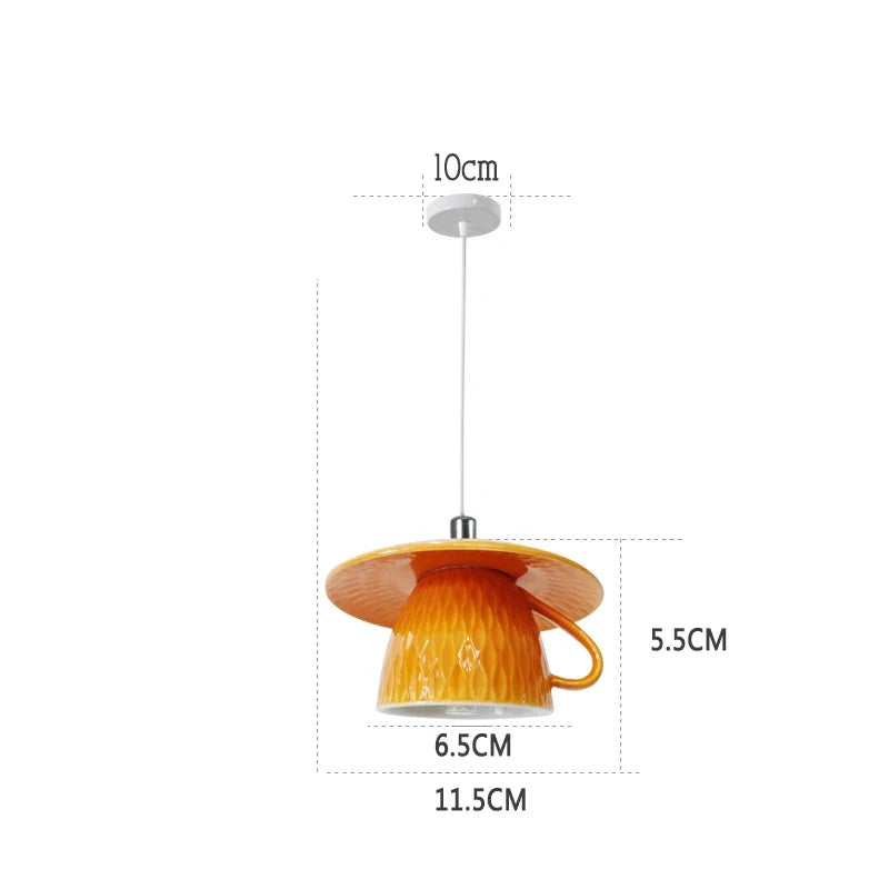 suspension en céramique design art thé éclairage led g4