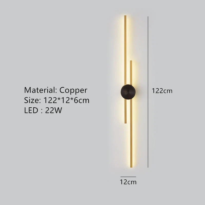 applique murale led minimaliste en laiton pour restaurant