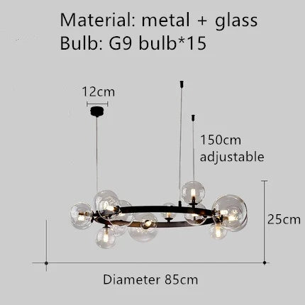 suspension led boule à bulles réglable en hauteur