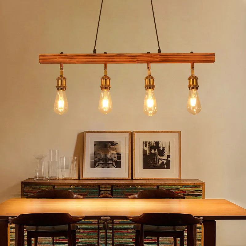 Rétro loft industriel bar lustre restaurant hot pot café lustre en bois magasin de vêtements fond mur spot