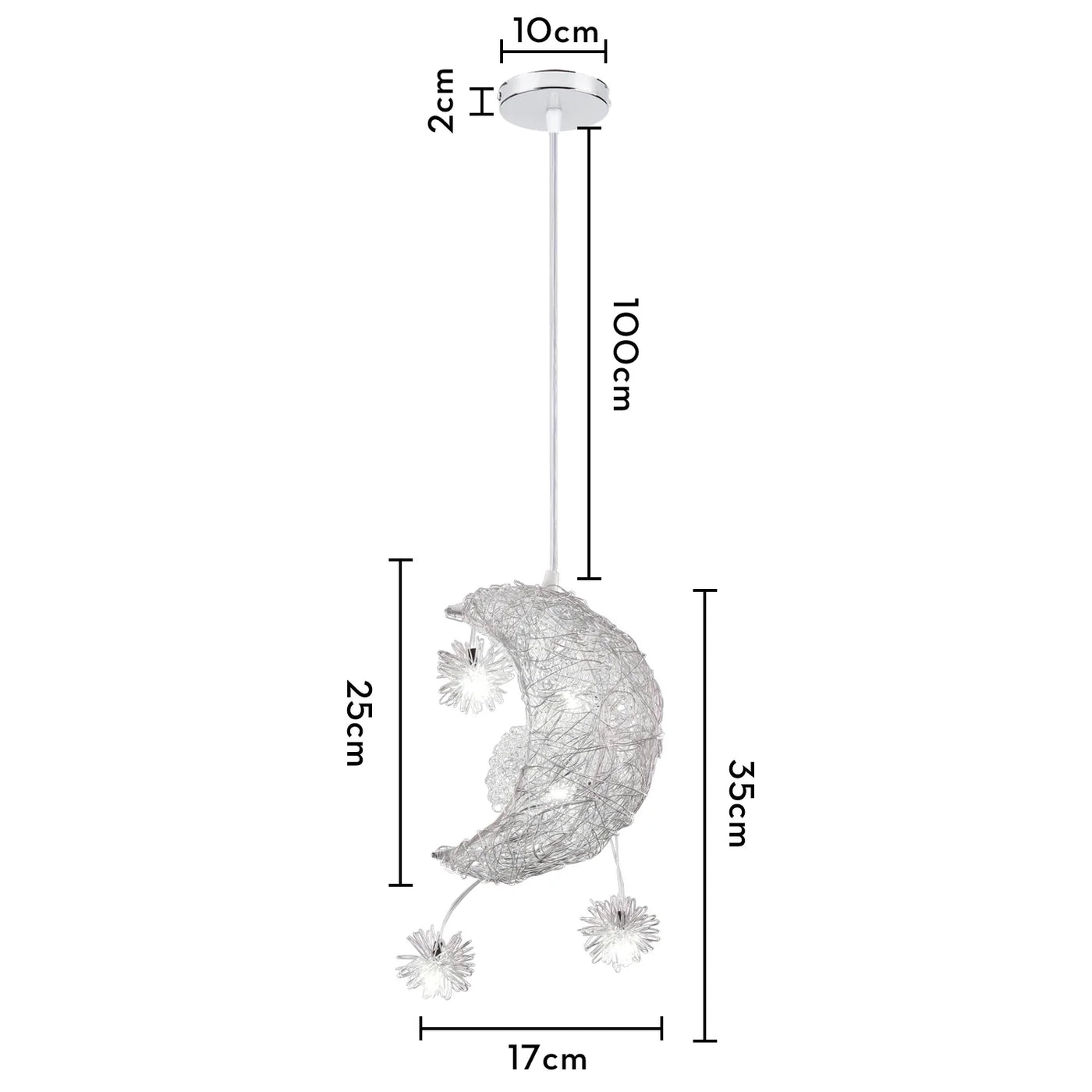 lustre led romantique moderne en forme de lune et étoile