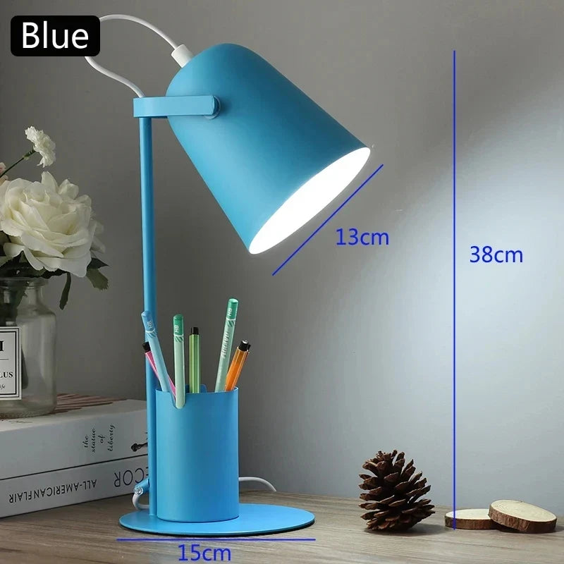lampe de table led réglable style nordique avec porte-stylo protection yeux