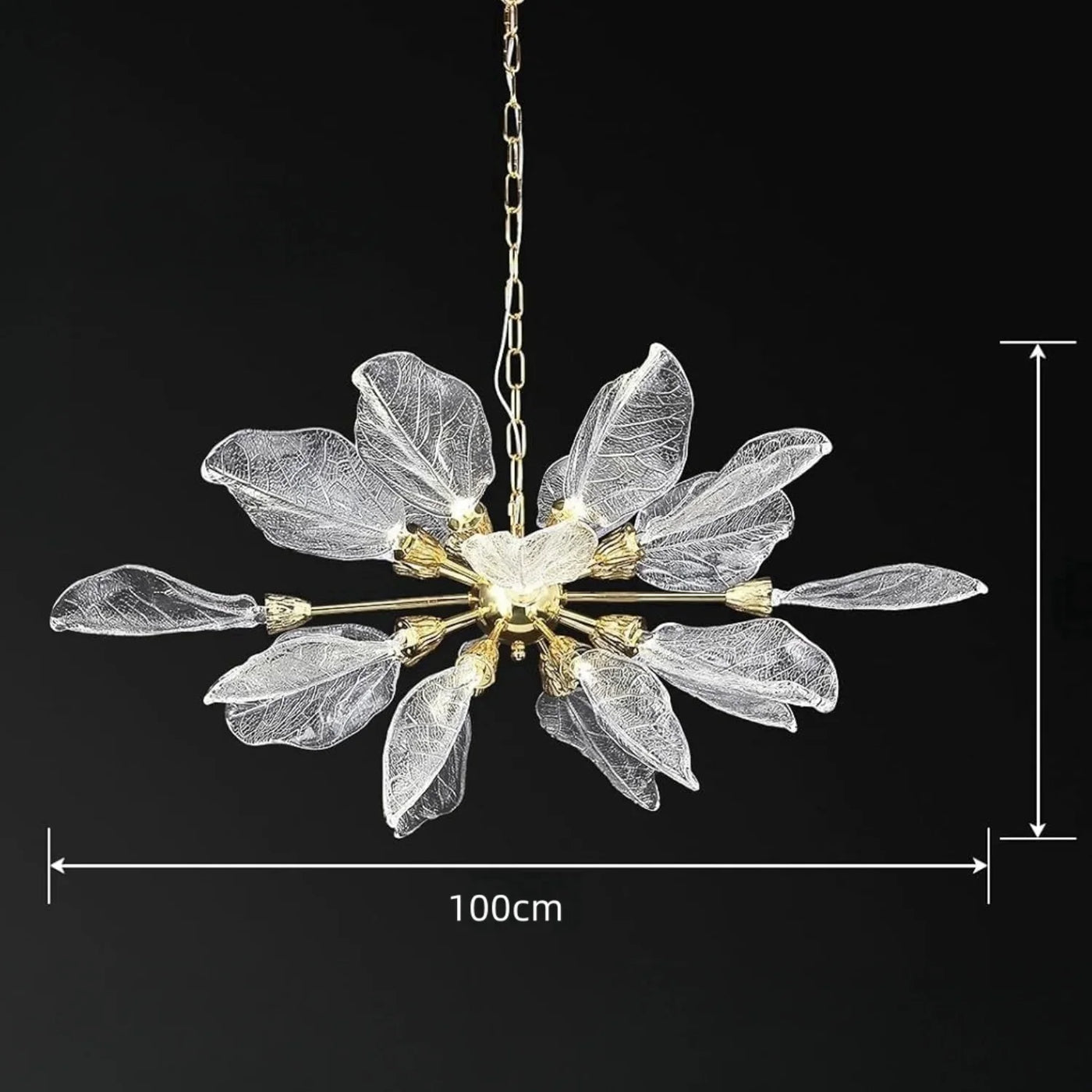 lustre moderne en métal avec design élégant et feuilles décoratives