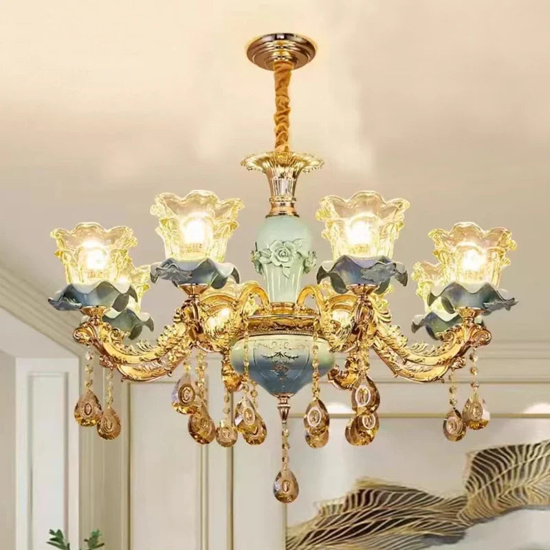 lustre rétro en céramique style européen pour intérieur