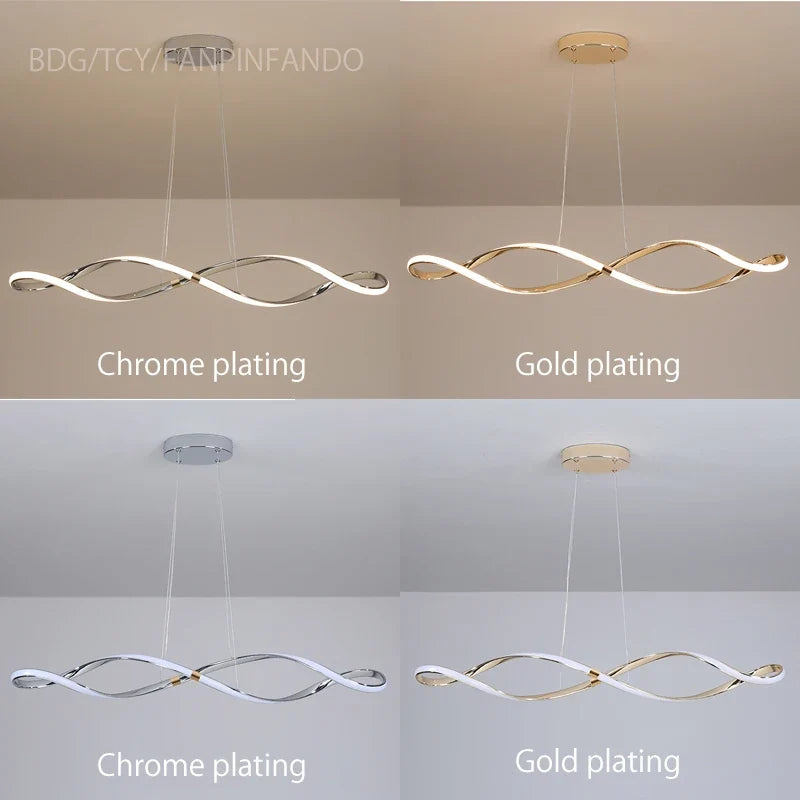 lustre led moderne suspendu avec éclairage et télécommande