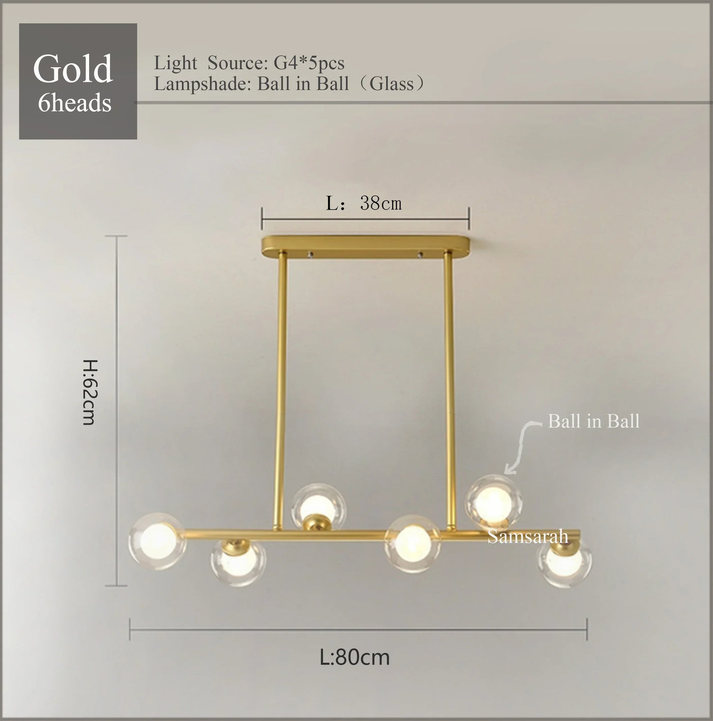 2024Modern LED Chandelier Black and Gold Long Glass Ball Chandeliers for Living Room Dinning Room Lustre,Samsarah Lighting